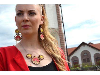 Folk náušnice JULKA vyrezávané ručne maľované veľké visiace11
