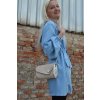 Kožená listová  / crossbody kabelka s drevom ZUZIČKA a tulipániky béžová