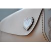 Kožená listová  / crossbody kabelka s drevom ZUZIČKA a tulipániky béžová
