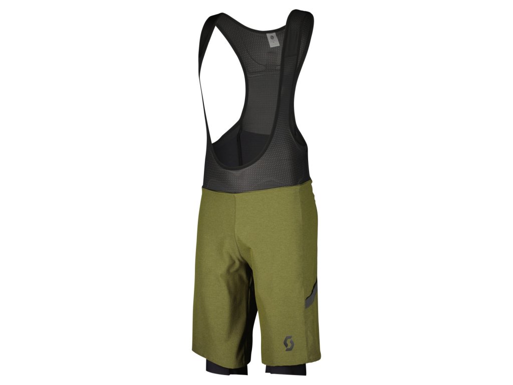 Cyklistické šortky s kšandami Scott Gravel Hybrid +++ (Color Text fir green/black, Size Text S)