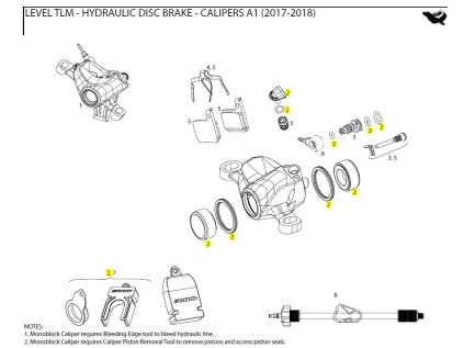 DISC BRAKE CALIPER PISTON KIT - (INCLUDES MONOBLOCK PISTON TOOL, 2-21mm ALUMINUM CALIPER P