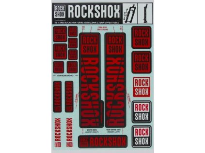 Nálepky RockShox - 30/32mm OXY RED MY18 - SID/REBA/REVELATION(PRE-2018)/SEKTOR/RECON/XC32/