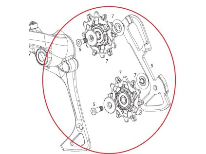 Kladky a vodítko k přehazovačce EX1 8 SPEED
