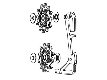 Kladky a vodítko k přehazovačce GX 1X11/FORCE1/RIVAL1 TYPE 2.1 (dlouhé vodítko)