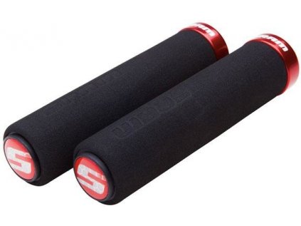 SRAM Locking gripy pěnové 129mm černé s červenou objímkou a s koncovkami řidítek