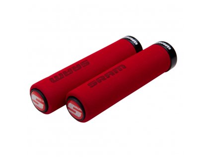 SRAM Locking gripy pěnové 129mm červené s černou objímkou a s koncovkami řidítek