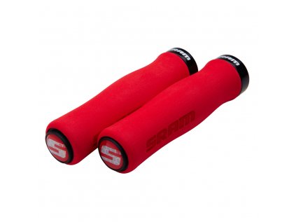 SRAM Locking gripy tvarované pěnové 129mm červené s černou objímkou a s koncovkami řidítek
