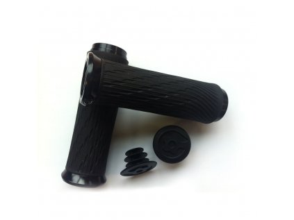 Locking gripy pro Grip Shift Integrated 100mm s černou objímkou a s koncovkou řidítek