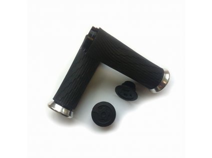 Locking gripy pro Grip Shift Integrated 85mm se stříbrnou objímkou a s koncovkou řidítek