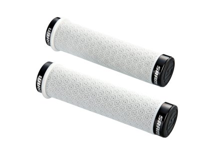 SRAM DH Silicone Locking gripy bílé s objímkami  a s koncovkami řidítek