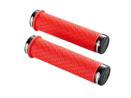SRAM DH Silicone Locking gripy červené s objímkami  a s koncovkami řidítek