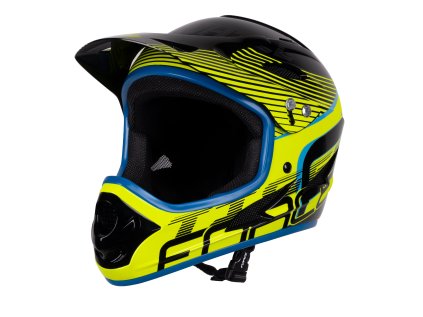 přilba FORCE TIGER downhill, črn-fluo-modrá S - M (velikost S-M, barva černá, fluo)