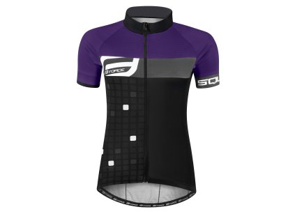 dres F SQUARE LADY kr. rukáv, černo-fialový (velikost L, barva černá, fialová)