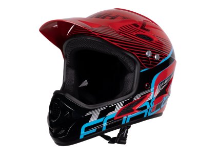 přilba FORCE TIGER downhill,červ.-černo-modrá (velikost L-XL, barva černá, červená)