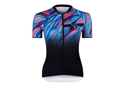 dres F LIFE LADY kr. rukáv, črn-modro-růžový (velikost S, barva černá, modrá)