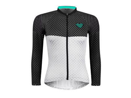 dres F POINTS LADY dl. rukáv, črn-bílo-tyrkys (velikost XS, barva bílá, černá)