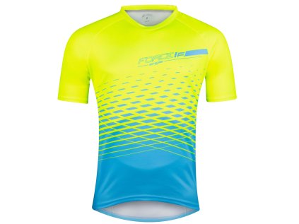 dres FORCE MTB ANGLE kr. rukáv, fluo-modrý (velikost M, barva modrá, fluo)