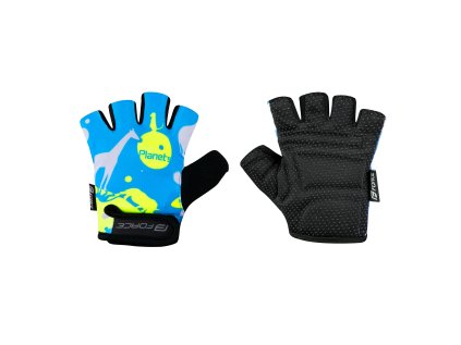 rukavice FORCE PLANETS KID, modro-fluo (velikost XL, barva modrá, fluo)