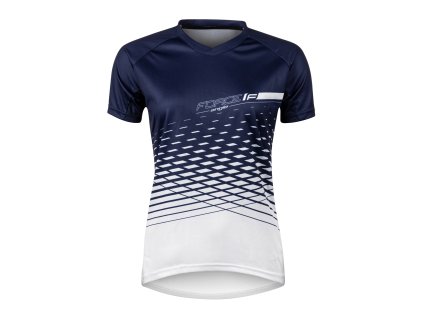dres F MTB ANGLE LADY kr. rukáv, bílo-modrý (velikost L, barva bílá, modrá)