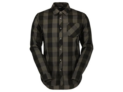 Cyklistické triko Scott Trail Flow Check dl. rukáv (Color Text fir green/black, Velikost M, filtr Scott)