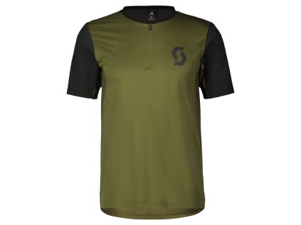 Cyklistické triko Scott Trail Vertic Zip kr. rukáv (Color Text fir green/black, Velikost M)