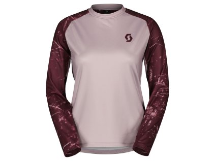 Scott Tee W's Trail Storm LS cloud pink/wild red (Color Text cloud pink/wild red, Velikost S)