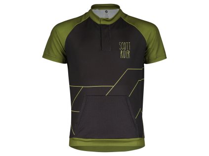 Dětské cyklistické triko Scott RC Team kr. rukáv (Color Text black/fir green, Velikost 164)
