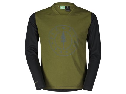 Dětské cyklistické triko Scott Trail 10 DRI dl. rukáv (Color Text fir green/black, Velikost 140, filtr Scott)