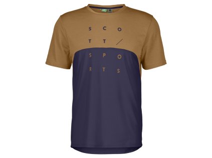 Scott Tee M's Trail Flow DRI SS silt beige/cyber pur (Color Text silt beige/cyber purple, Velikost L, filtr Scott)
