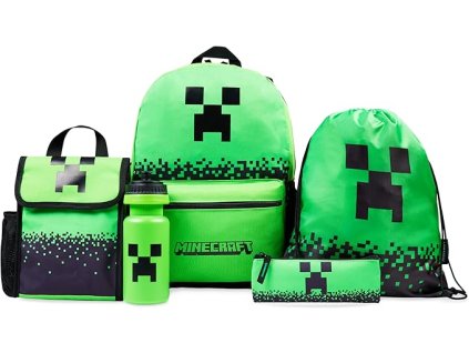 Minecraft 5 dílný školní set Batoh s taškou na oběd, láhev na pití, penál a pytlík na cvičení 1