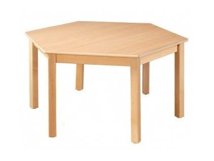 Školní dětský stůl šestiúhelník, 6 noh ( prům.120cm ) + plastové kluzáky ( v. 40,46,53,59,64 )