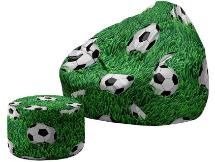 Sedací pytel s opěradlem a taburetem fotbalový míč XXL 100 x 120cm 20 x 30cm 1