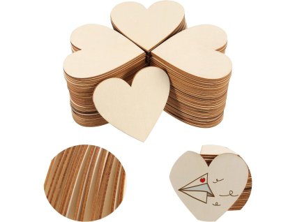 Dřevěné srdce 50 ks v balení