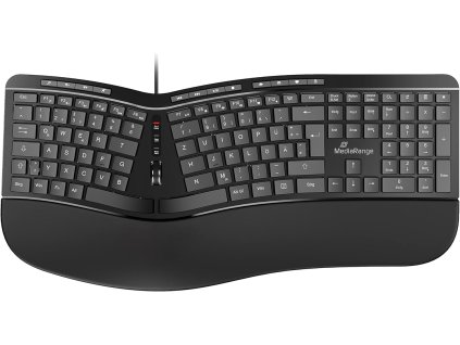 MediaRange ergonomická multimediální klávesnice s 124 tlačítky, rolovacím kolečkem a USB kabelem 1
