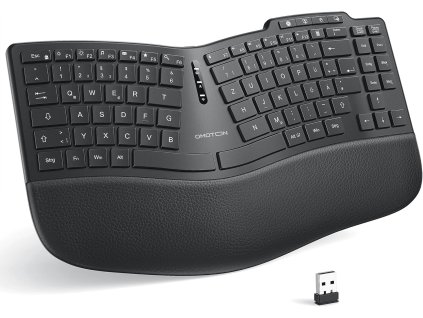 Omoton ergonomická bezdrátová dobíjecí klávesnice s polstrovanou opěrkou dlaní 1