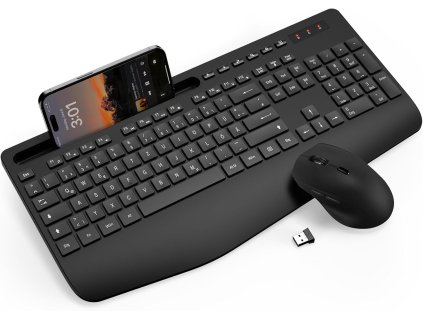 Sablute ergonomická bezdrátová klávesnice v sadě s myší, podložkou zápěstí a držákem telefonu nebo tabletu 1