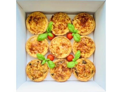 Boxík variace chutí mini quiche 12 kusů