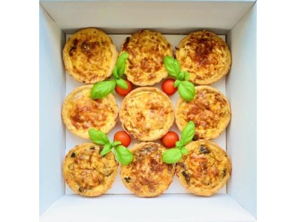 Boxík variace chutí mini quiche 12 kusů bezlepkový