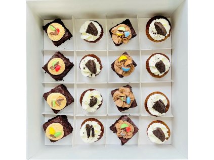Boxík variace čokoládových Brownie a mini Cupcakes
