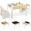 Coswa sada 4 v 1 Dětský stůl se 2 židlemi s odnímatelnou stolní deskou a úložným prostorem pro předškoláky od 3 let 1