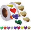 Samolepky s třpytivými srdíčky na valentýna 1000 kusů 25mm 1
