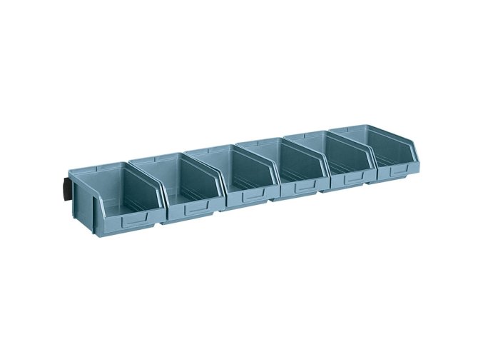 Ocelové lišty s plastovými boxy, 6x box 103 x 166 x 73 mm