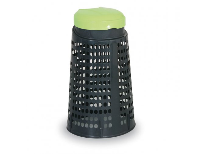 Plastový odpadkový koš na 120 L pytle, černý, zelené víko
