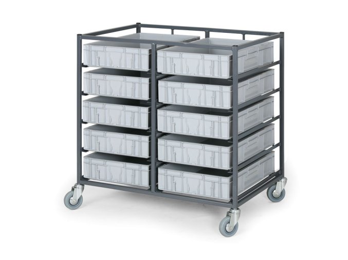 vozik na prepravky dvourady s prepravkami 5 pater 1300