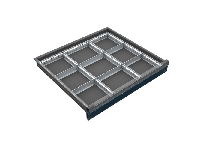 Organizér nářadí do zásuvky skříní KOVOS se šířkou 720 mm, 9 přihrádek, 60 - 120 mm