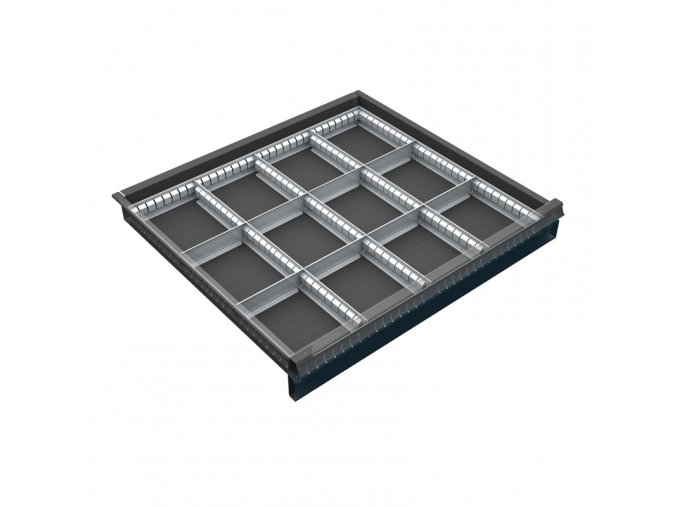 Organizér nářadí do zásuvky skříní KOVOS se šířkou 720 mm, 12 přihrádek, 60 - 120 mm