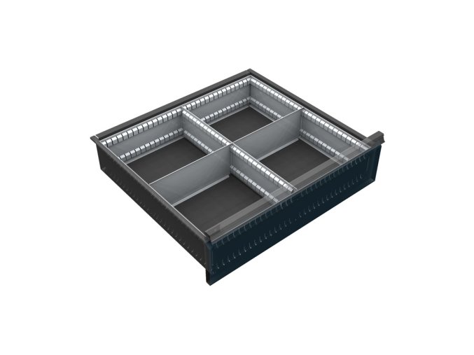 Organizér nářadí do zásuvky skříní KOVOS se šířkou 720 mm, 4 přihrádky, 150 - 240 mm