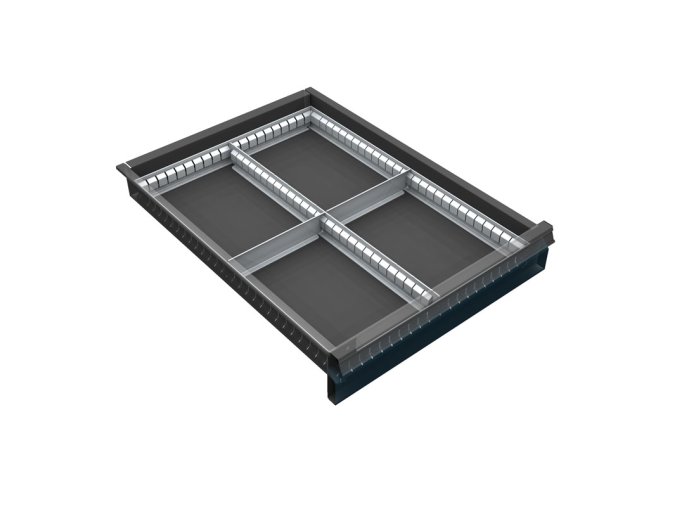 Organizér nářadí do zásuvky skříní KOVOS se šířkou 500 mm, 4 přihrádky, 60 - 120 mm