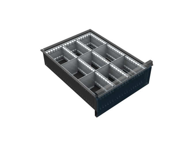 Organizér nářadí do zásuvky skříní KOVOS se šířkou 500 mm, 9 přihrádek, 150 - 240 mm