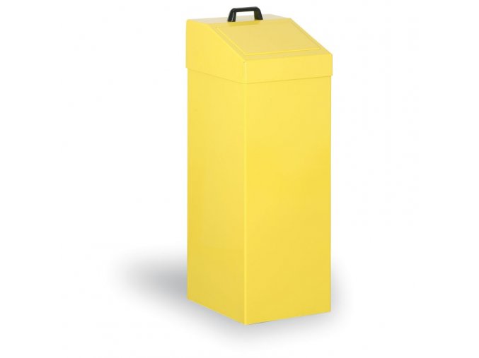 Kovový odpadkový koš na tříděný odpad, 100 l, žlutý